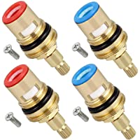 cabezal ceramico reemplazo Fiyuer 4 pcs grifo valvula cobre con 4 Tornillos de 4 mm Cabezal Ceramico Reemplazo para Agua…